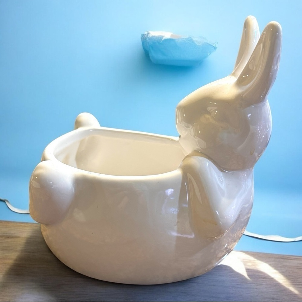 White‎ Ceramic Bunny Decorative Bowl candy dish